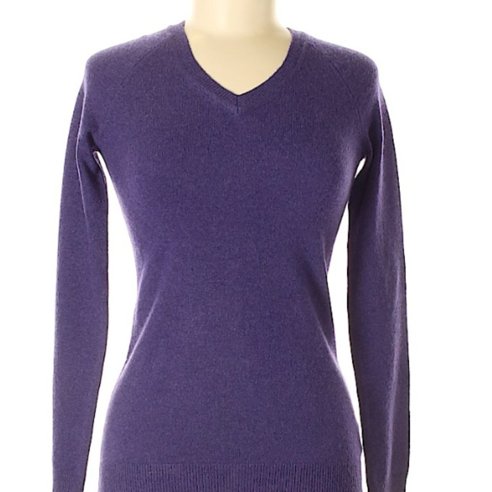 Todd & Duncan Purple Cashmere V Neck Sweater